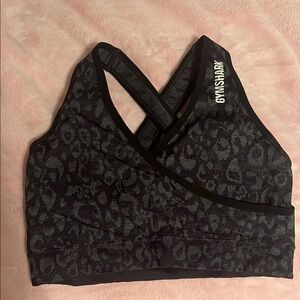 Gymshark Black Adapt Animal Seamless Sports Bra with Racerback Design